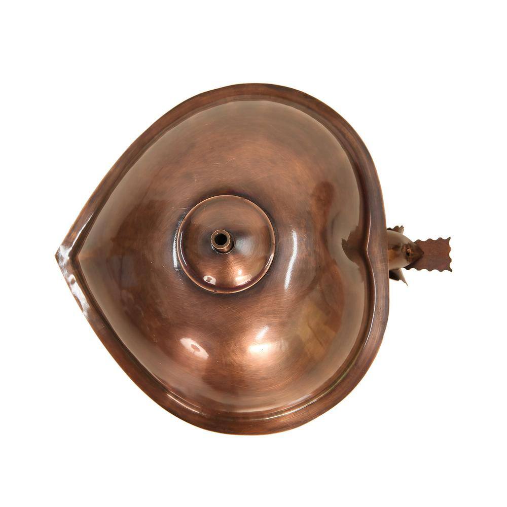ACHLA DESIGNS 9 in. Dia， Antique Copper Heart Shaped Birdbath Bowl HBB-01