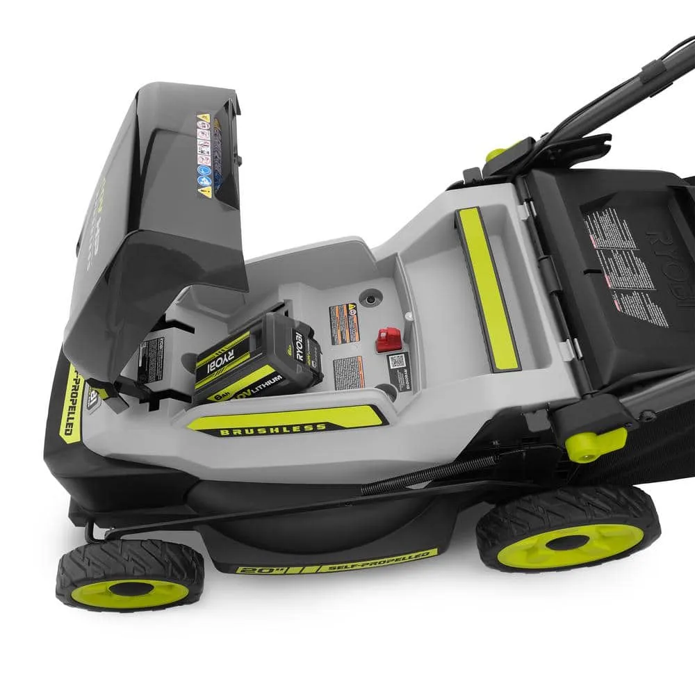 RYOBI 40V HP Brushless 20 in. Cordless Electric Battery Walk Behind Self-Propelled Mower with 6.0 Ah Battery and Charger RY401180
