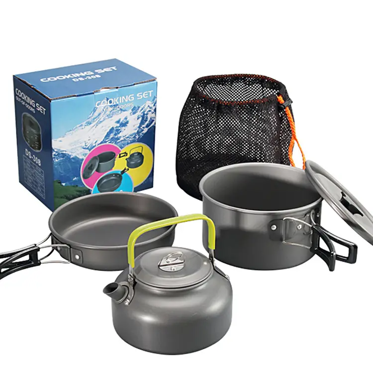 Amazon Hot Selling factory price camping cookset hiking picnic mess set cookware