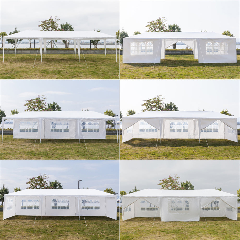 10'x30' 8 Sides Gazebo Canopy Outdoor Party Wedding Waterproof Tent， ZPL White Backyard Tent(Two Doors)