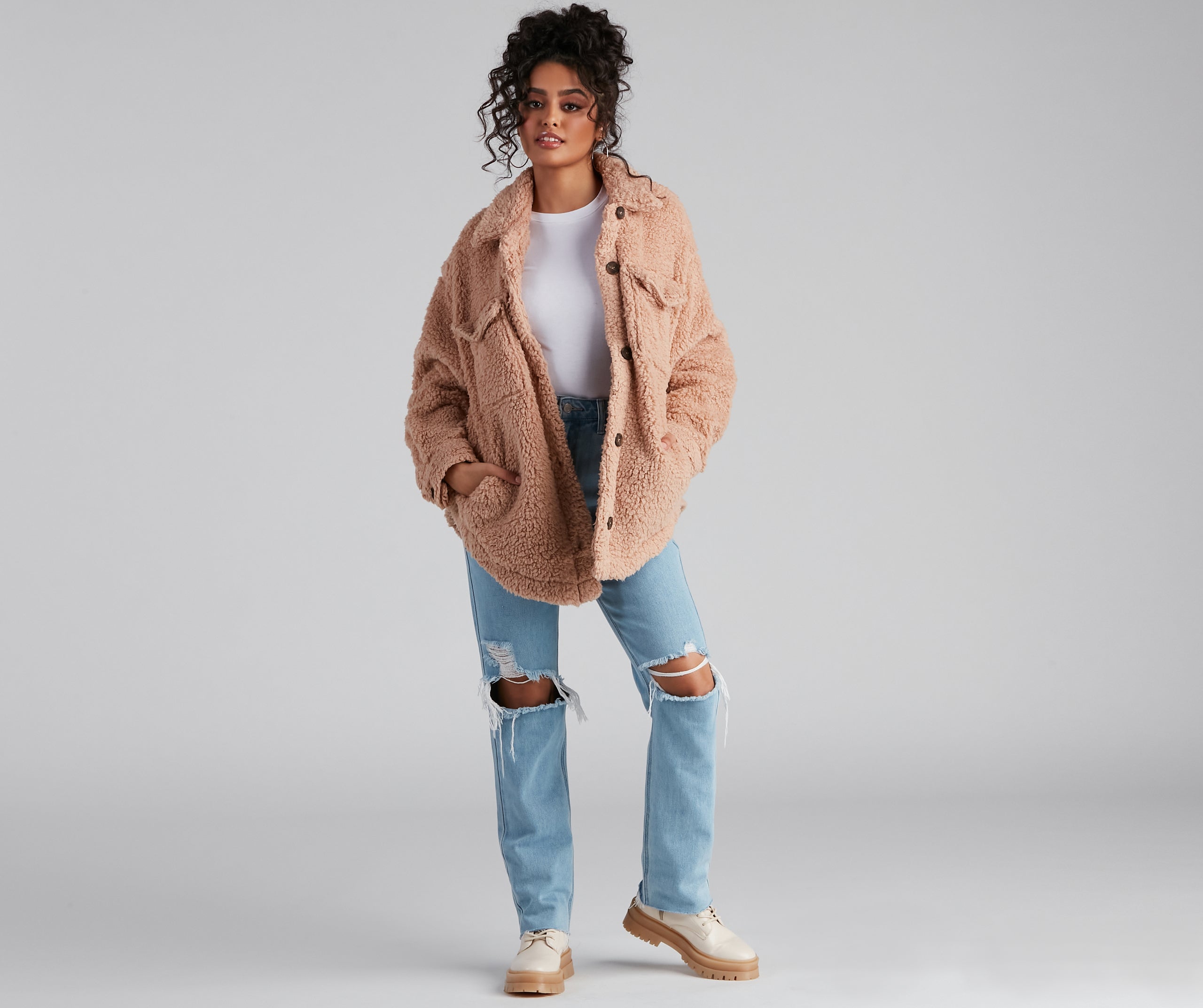 All About Knit Sherpa Shacket