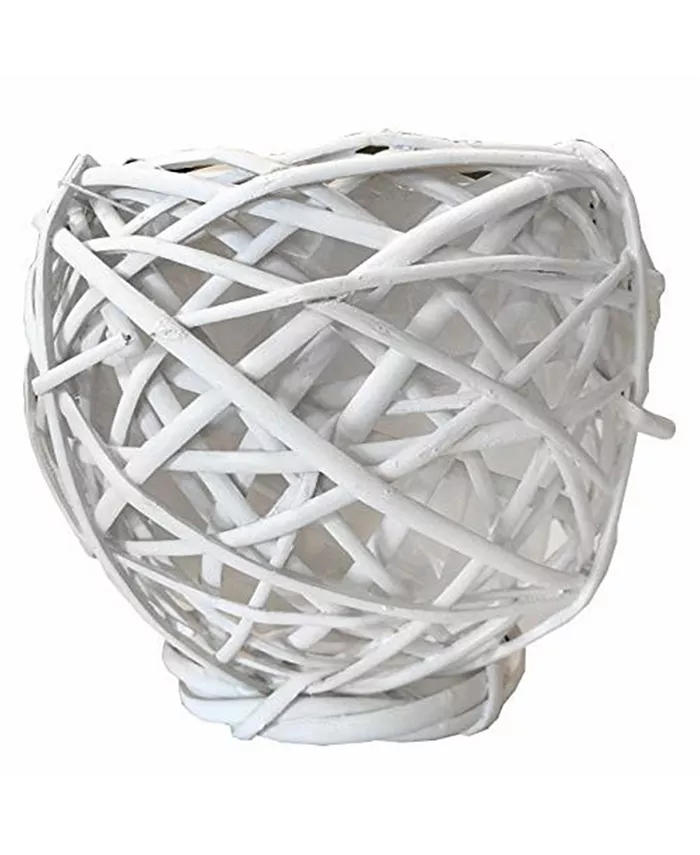 Gardener's Select Gardeners Select Woven Round Willow Planter White 6 In x 6 In x 6.5 In