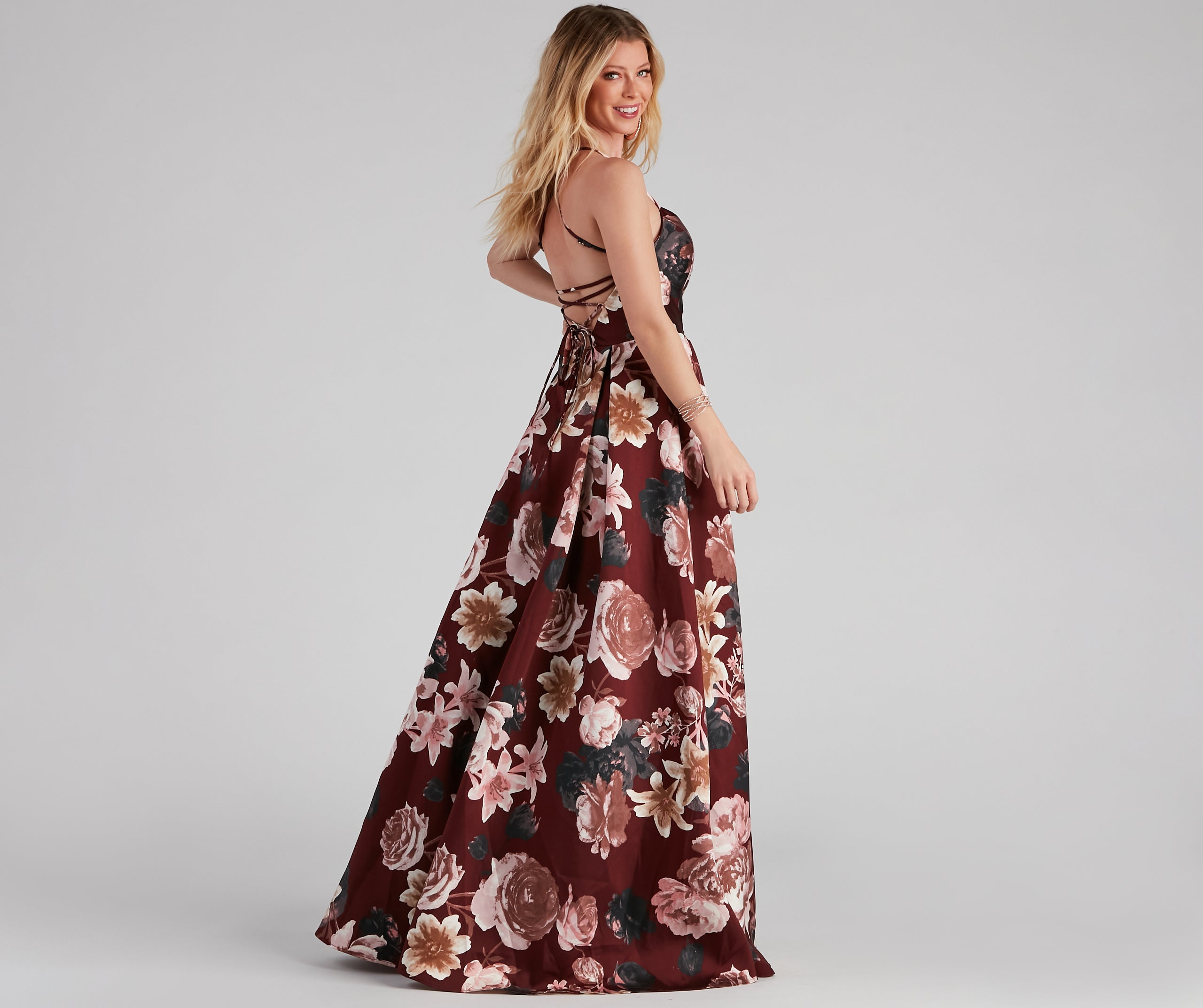 Hayde Formal Floral Lace Up Ball Gown