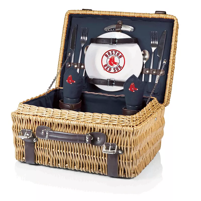 Picnic Time Boston Red Sox Champion Willow Picnic Basket with Service for 2