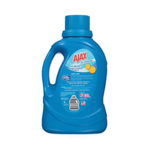 Ajax Laundry Detergent Liquid， Oxy Overload， Fresh Burst Scent， 40 Loads， 60 oz Bottle， 6/Carton (AJAXX37)