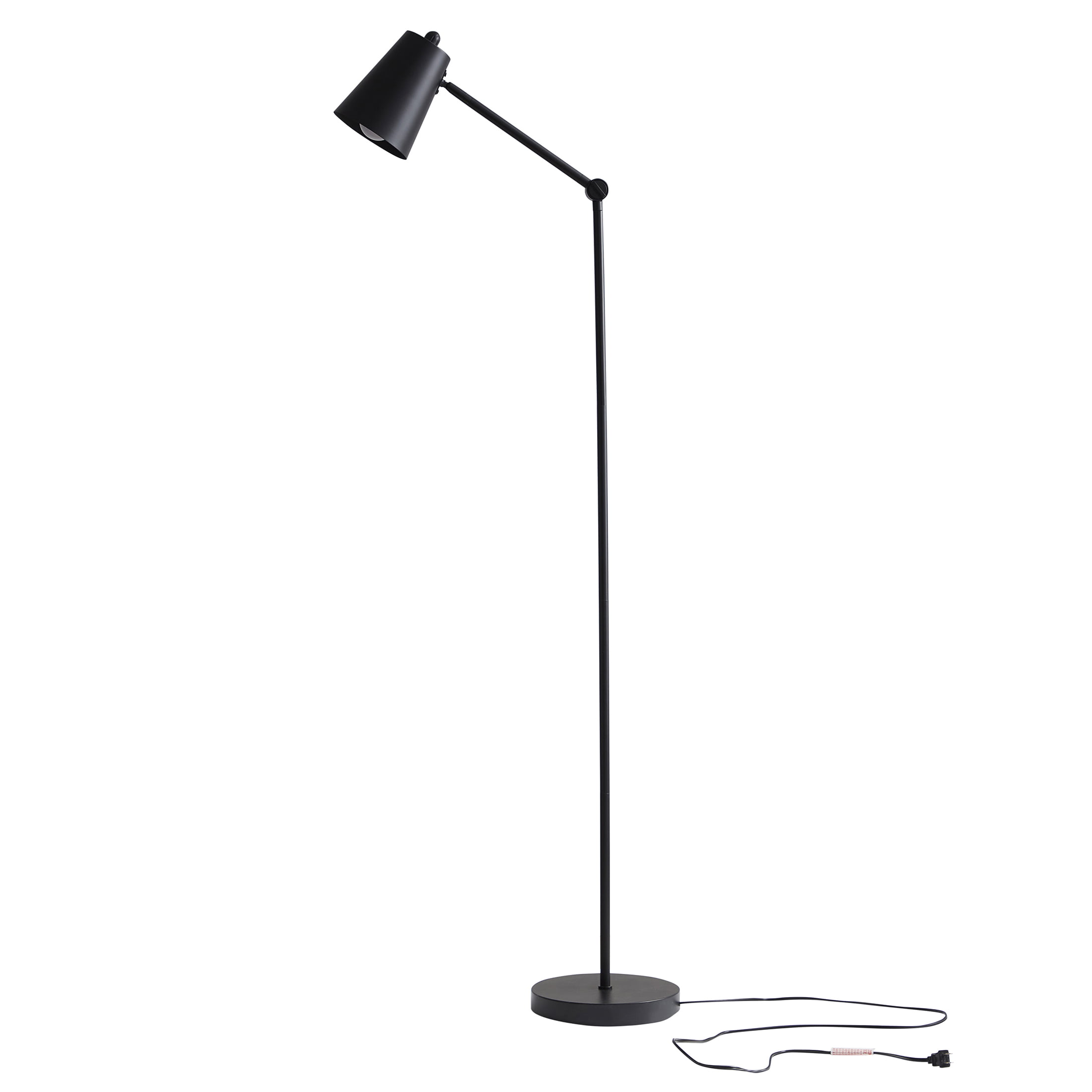 Mainstays 64 inch Black Architect Floor Lamp with LED Bulb， Matte Metal Finish