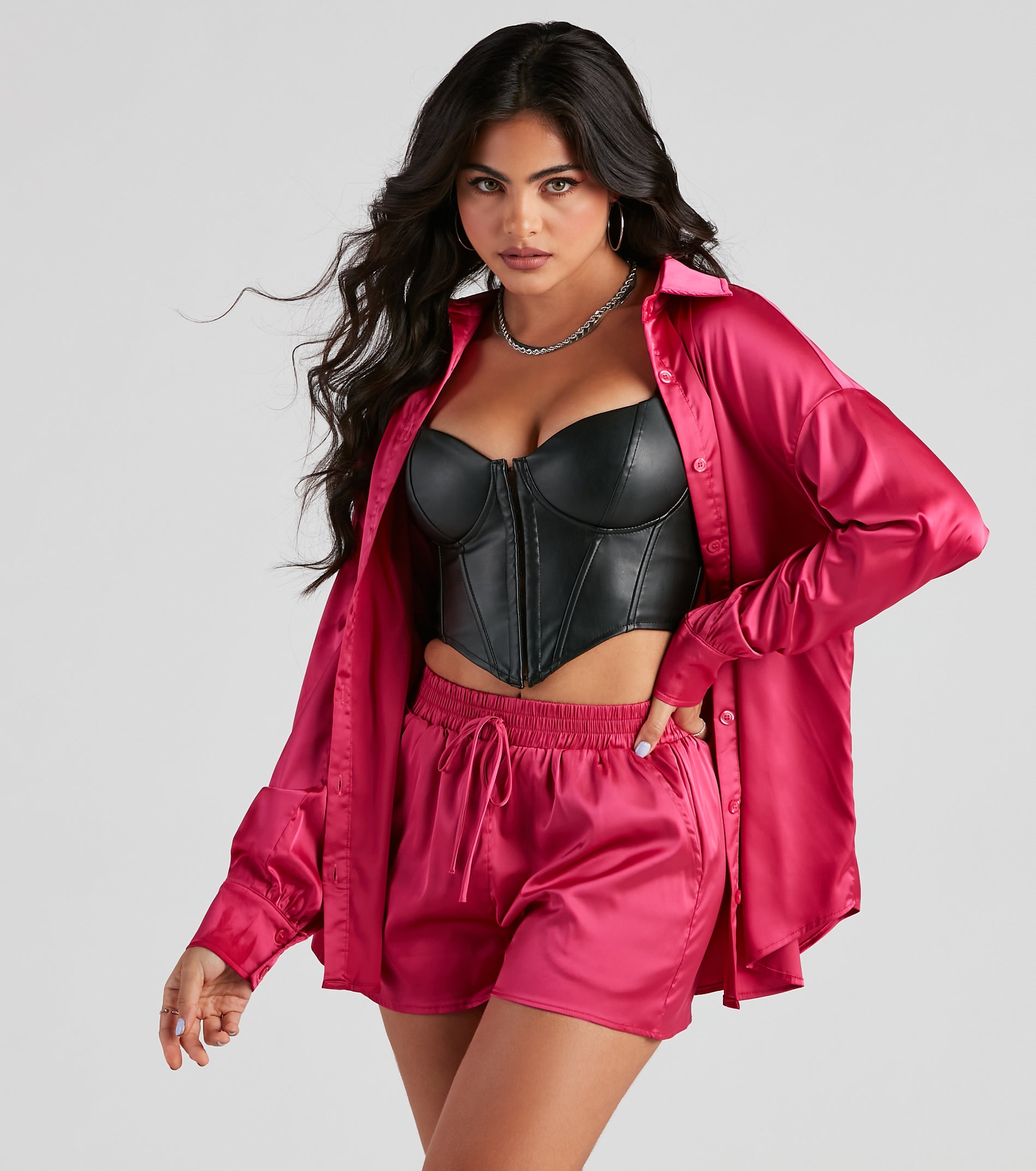 Stylishly Sleek Satin Button Down Top