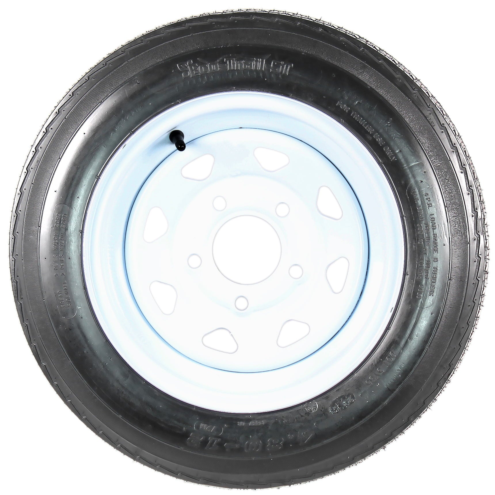 Two Trailer Tires On Rims 4.80-12 480-12 4.80 X 12 LRB 5Lug Wheel White Spoke.