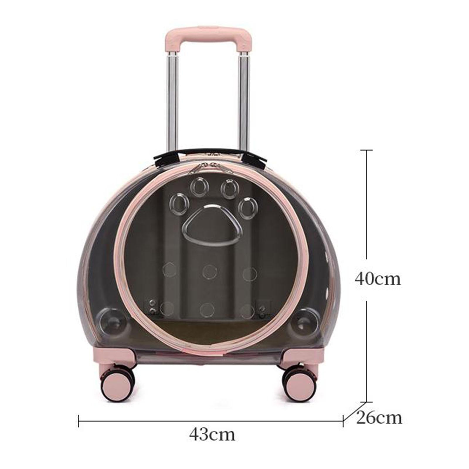 Cat Carrier Bag, Backpack Ventilated Holes Suitcase Adjustable Shoulder Strap Luggage Pet Trolley Case for Hiking Short Trips Outgoing Kitty Translucent Pink