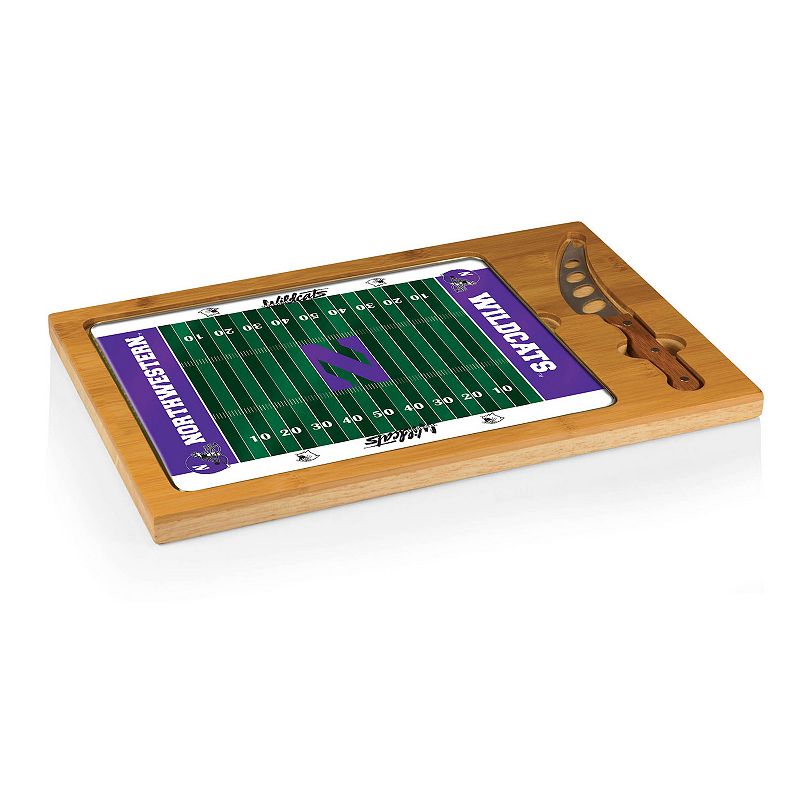 Picnic Time Northwestern Wildcats Icon Glass Top Cutting Board and Knife Set