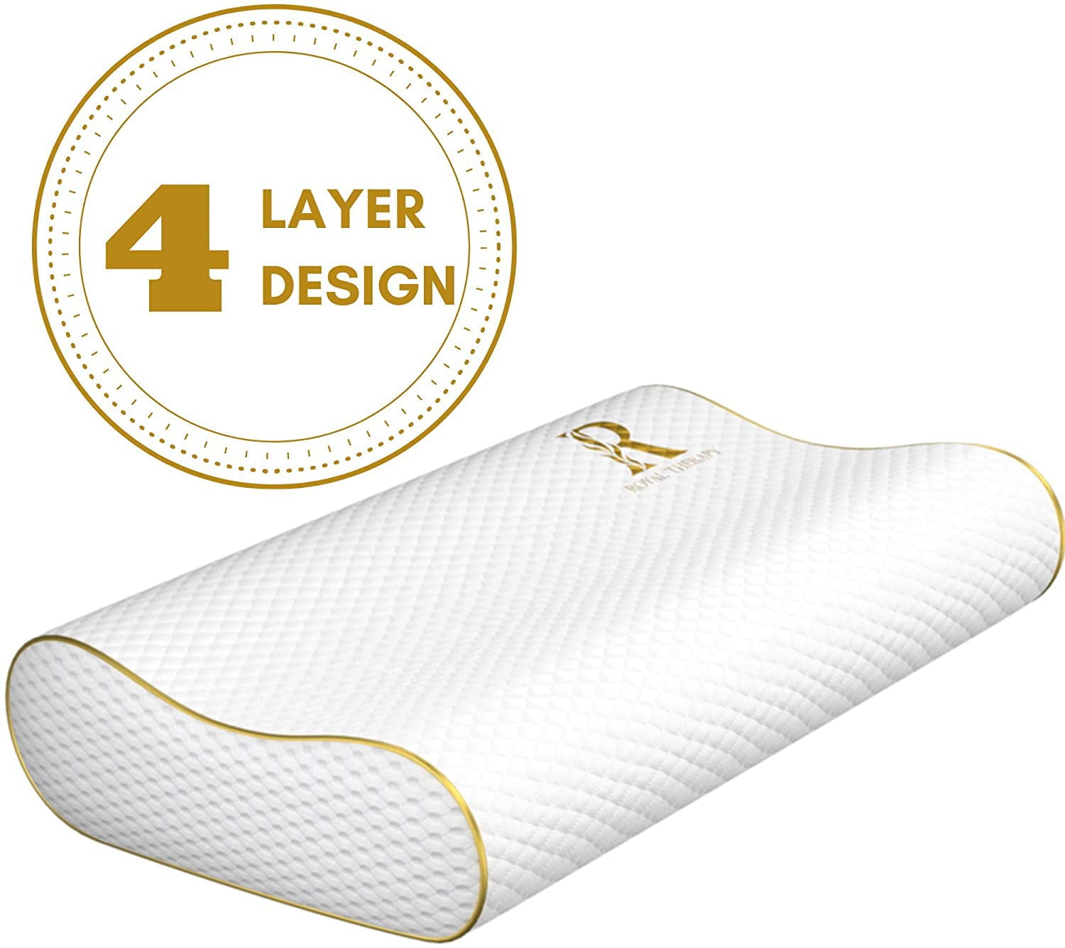 ROYAL THERAPY 4-Layer Queen Memory Foam Pillow, Bed Pillow for Neck & Shoulder, Support for Back, Stomach, Side Sleepers, Orthopedic Contour Pillow