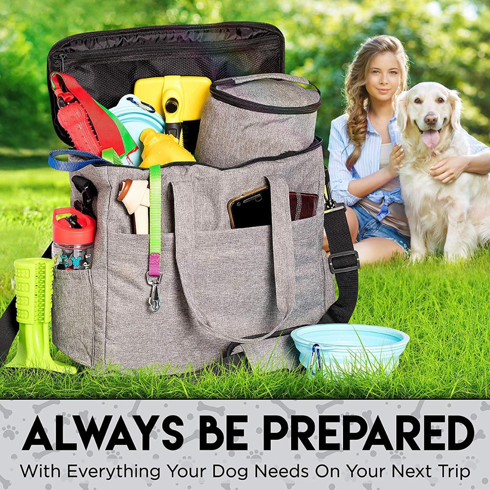 IandI PET Travel Tote Organizer Bag for PET Supplies - Airline Approved Carrier/Good for Camping， Hiking， Walking， and/OR Road and Beach Trips