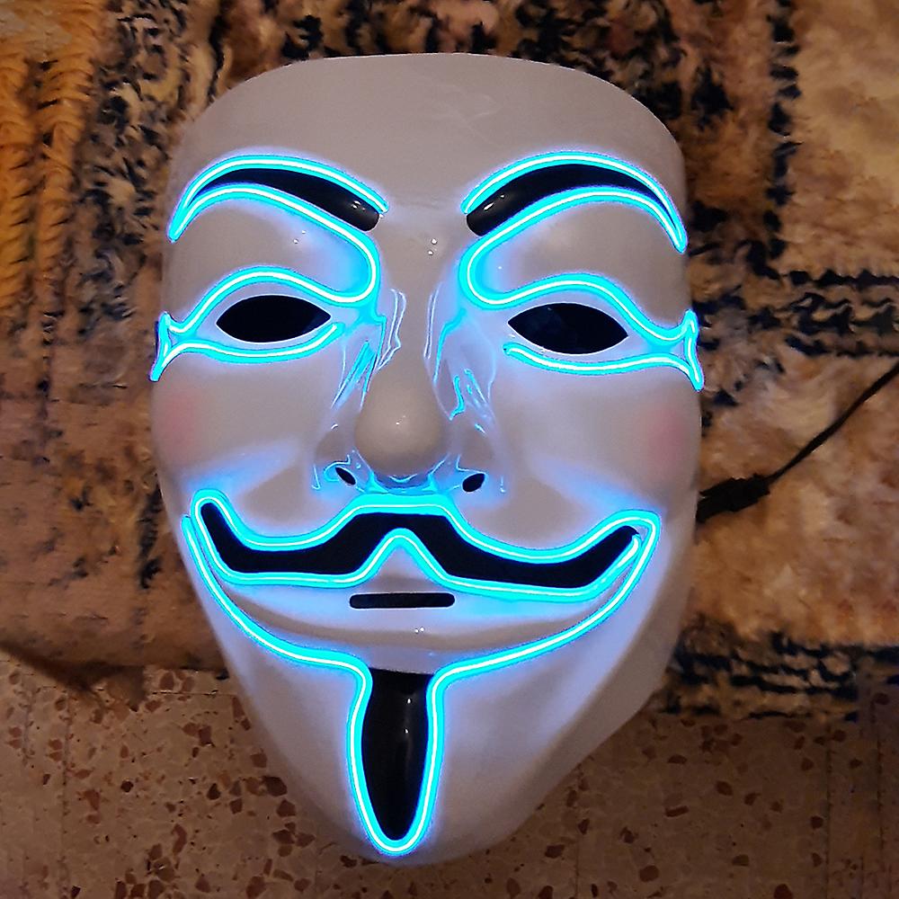 Halloween Party Mask Led Scary Flash Mask El Line Light Mask Cosplay Mask Party Clothing Mask Supplies Multi-color Optional Purple