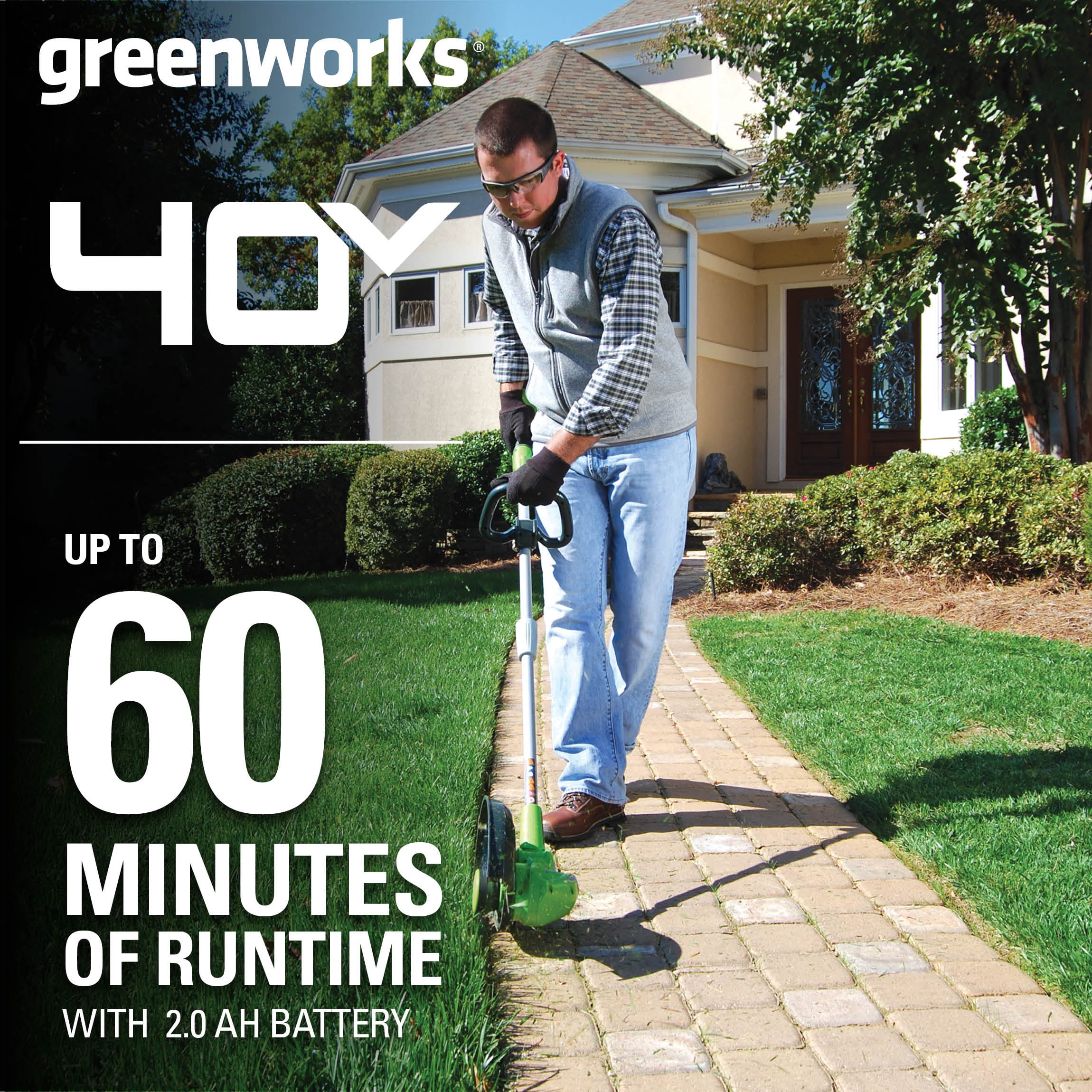 Greenworks 40V 13-inch Cordless String Trimmer/Edger with 20 Ah Battery and Charger， 21302