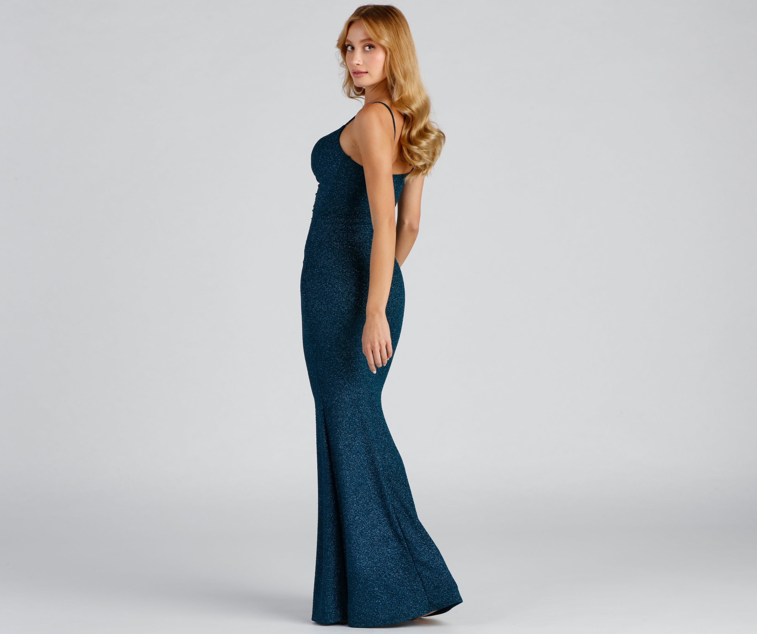 Stacy Glitter Knit Mermaid Formal Dress