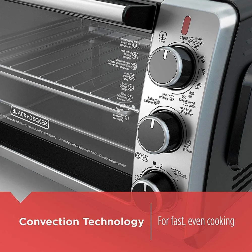 BLACK+DECKER 6-Slice Toaster Oven in Black TO1950SBD