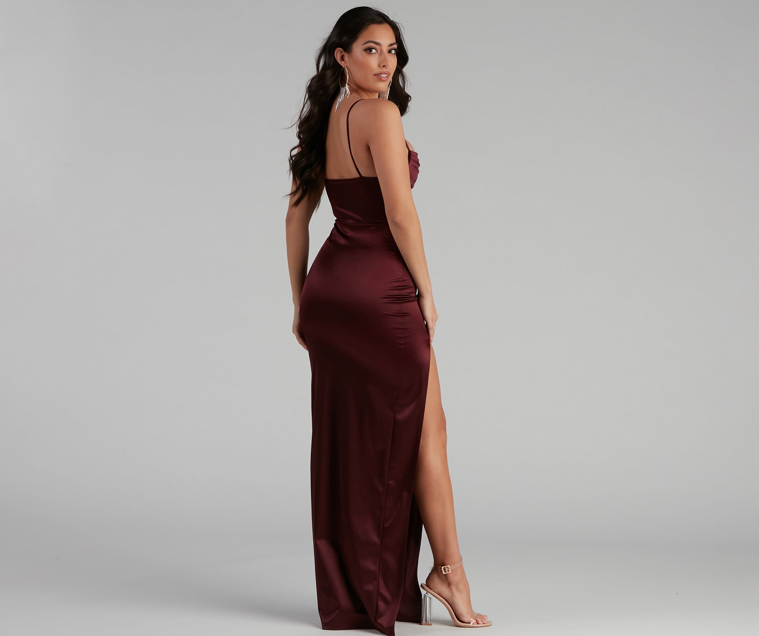 Lala High Slit Satin Formal Dress