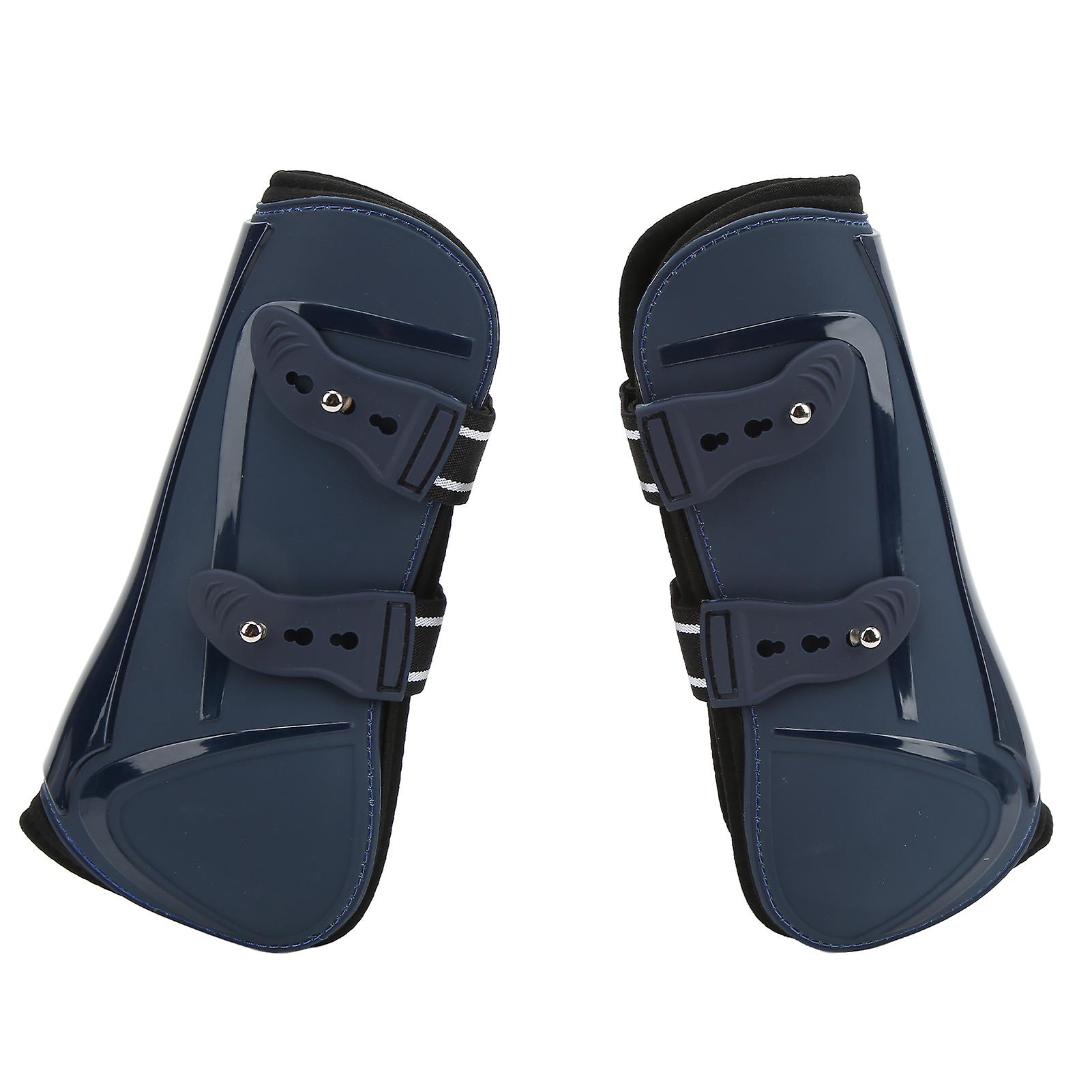 Horse Tendon Boots Pu Shell Tendon Fetlock Brace For Riding Shock Absorbing Jumping Competition Protectionnavy Blue Front Legs L