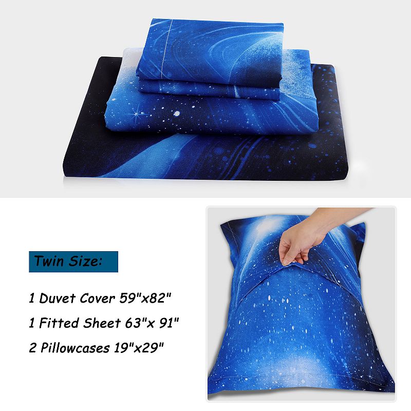 3d Printed Space Themed 4-piece Duvet Cover Set， Twin