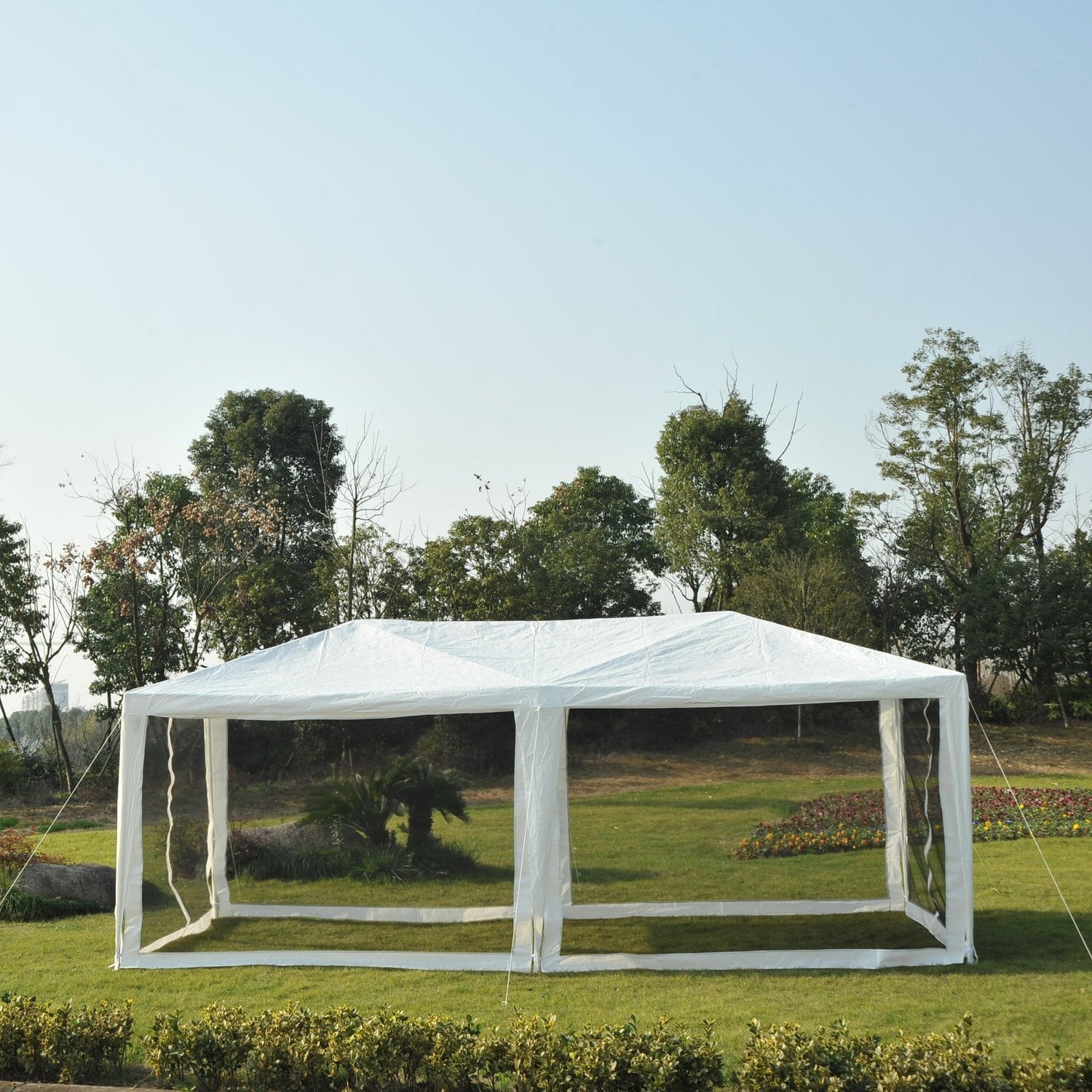 Outsunny 10' x 20' Canopy Tent Commercial Party Wedding Gazebo with Removable Netting Mesh Sidewalls, White