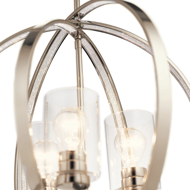 Kichler 34835 Angelica 3-Light Polished Nickel Modern/Contemporary Clear Glass Globe Pendant Light