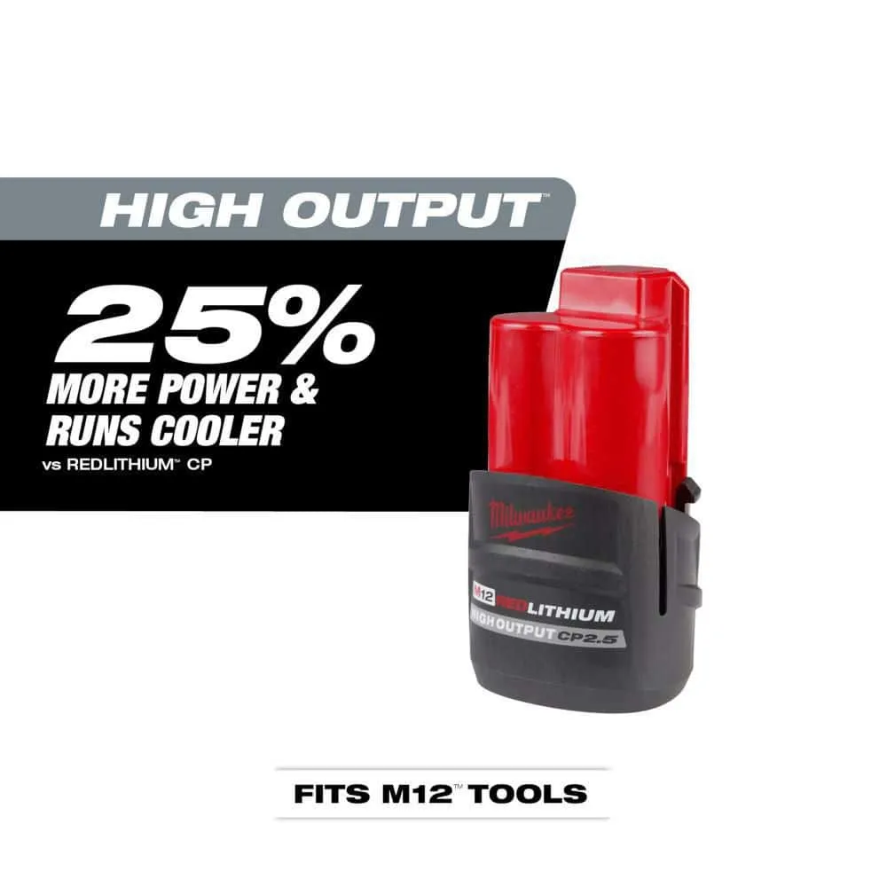 Milwaukee M12 12-Volt Lithium-Ion XC High Output 2.5 Ah Battery Pack (2-Pack) 48-11-2425S