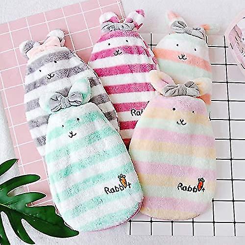 Hot Water Bottle Rabbit Bunny Baby Kids Hot Water Bag With Rabbit Plush Cover Hand Foot Warmer Heat Up Portable Reusable Therapy Heating Pad Chrismas