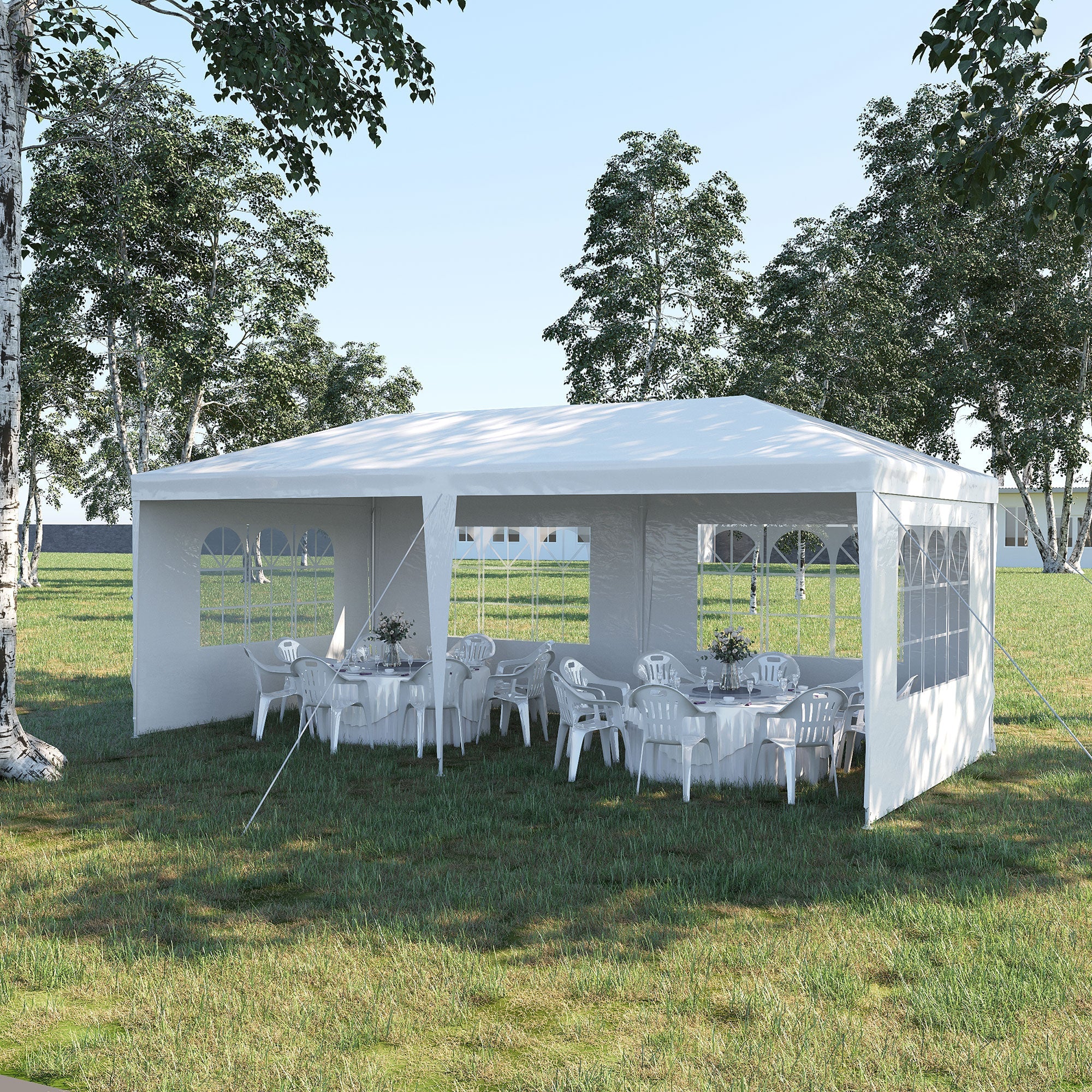 Outsunny 10'x20' Outdoor Wedding Party Tent Patio Gazebo Canopy Sidewalls White, 20 ft Width