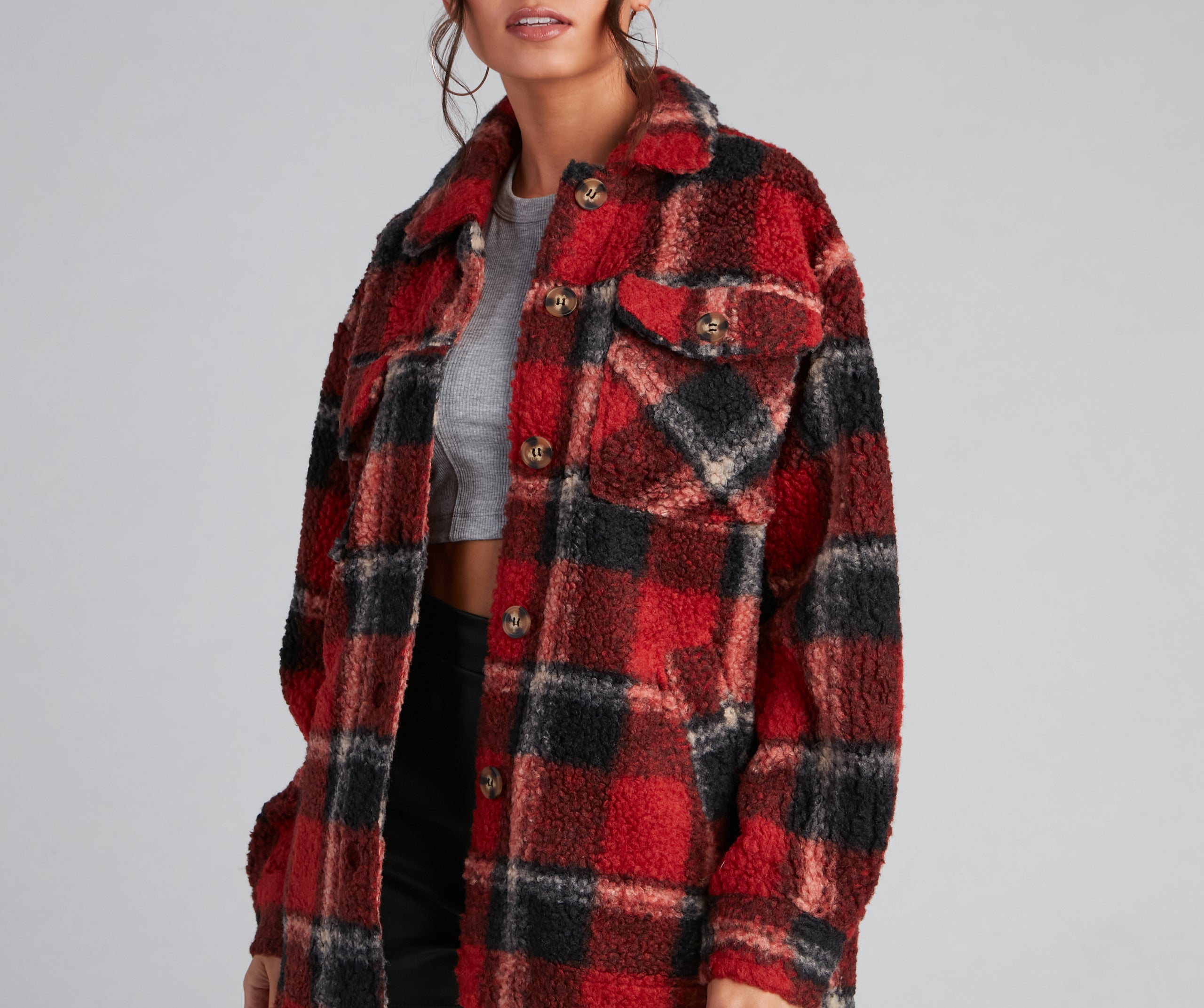 Cozy Layers Plaid Sherpa Shacket