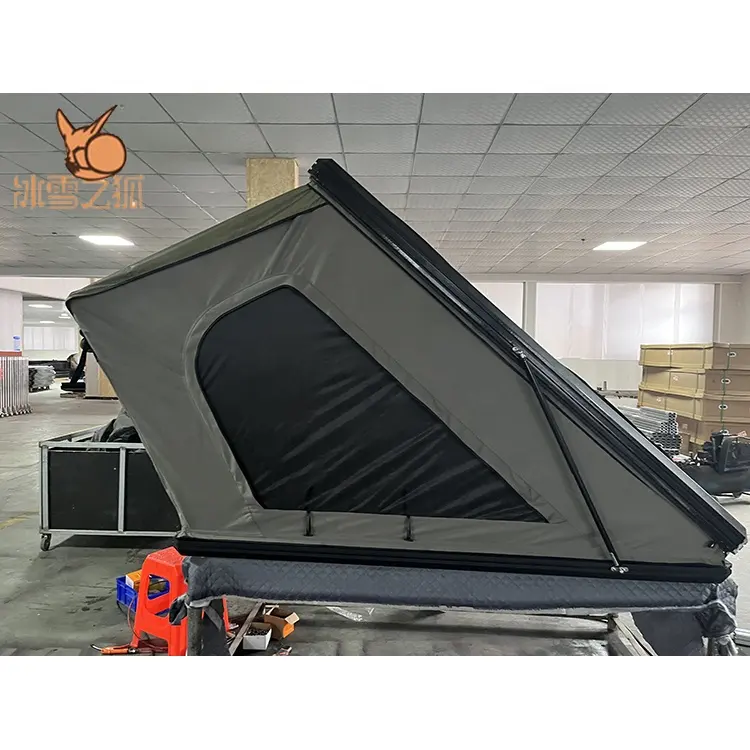Aluminum Grey Color Outdoor Hiking Camper Rooftop Roof Top Car Tent Triangle Hard Shell Rtt