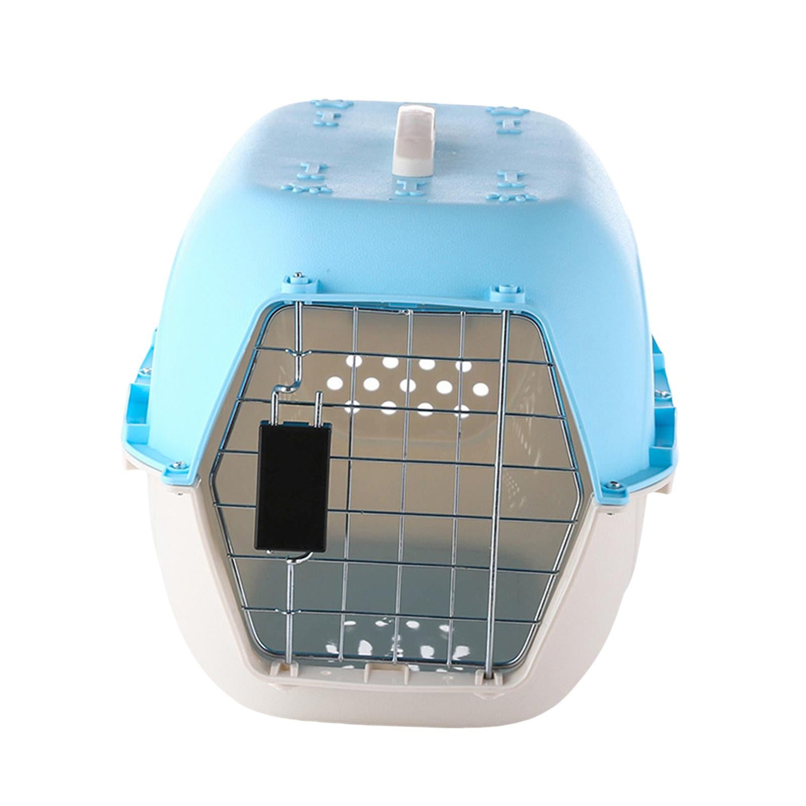 Portable Hard Sided Travel Carriers Kennel Tote Case Airline Carrying Breathable Cat Dog Cage for Puppy Rabbits Traveling Walking Hiking ， 58x40x36cm Blue