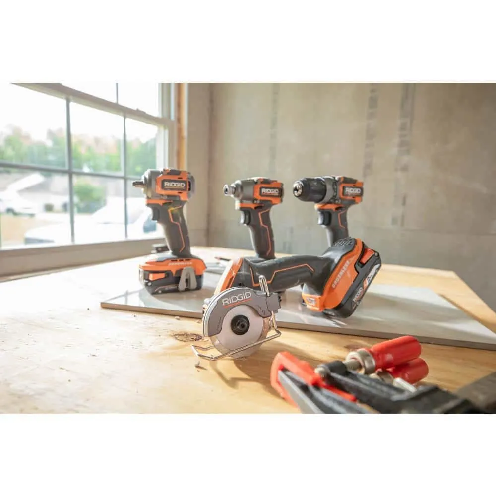 RIDGID 18V SubCompact Brushless Cordless 3 in. Multi-Material Saw (Tool Only) with (3) Cutting Wheels R87547B