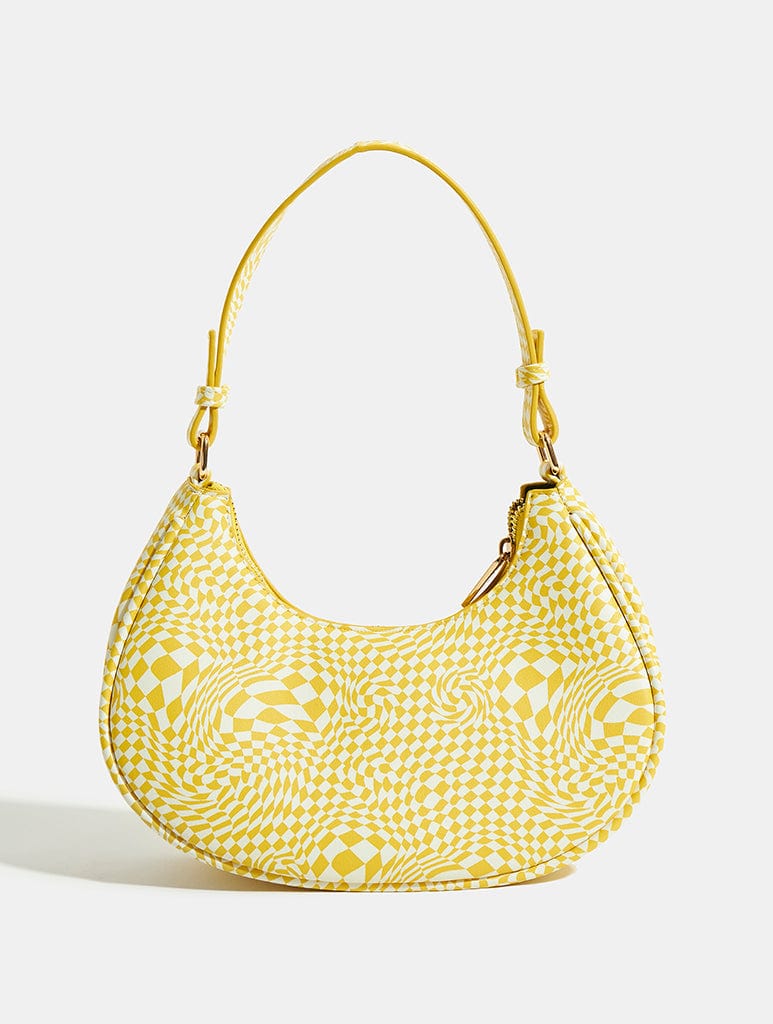 Sunshine Yellow Checkered Shoulder Bag