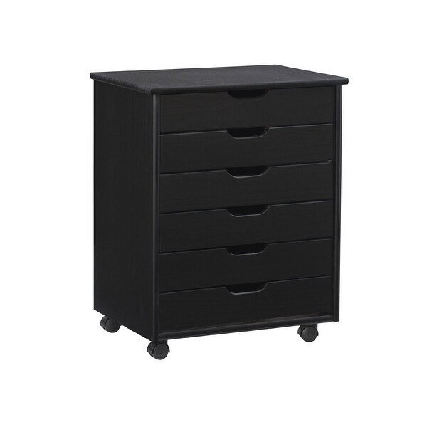 Cary 6-Drawer Wide Rolling Storage Cart， Black - - 36307924