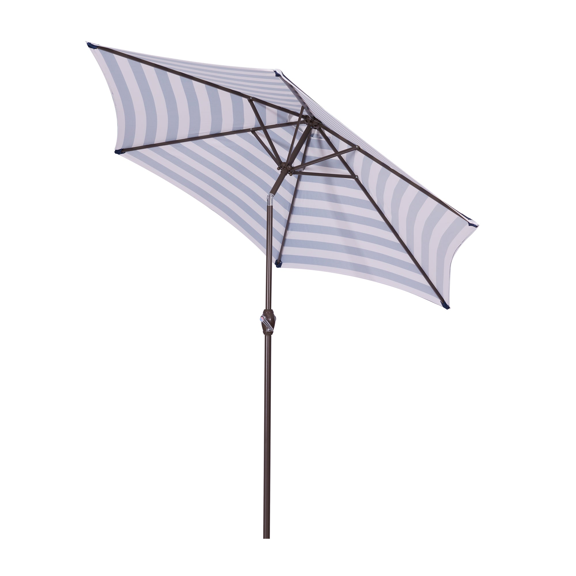 CoSoTower Outdoor Patio 8.6-Feet Market Table Umbrella With Push Button Tilt And Crank, Blue/White Stripes[Umbrella Base is not Included]