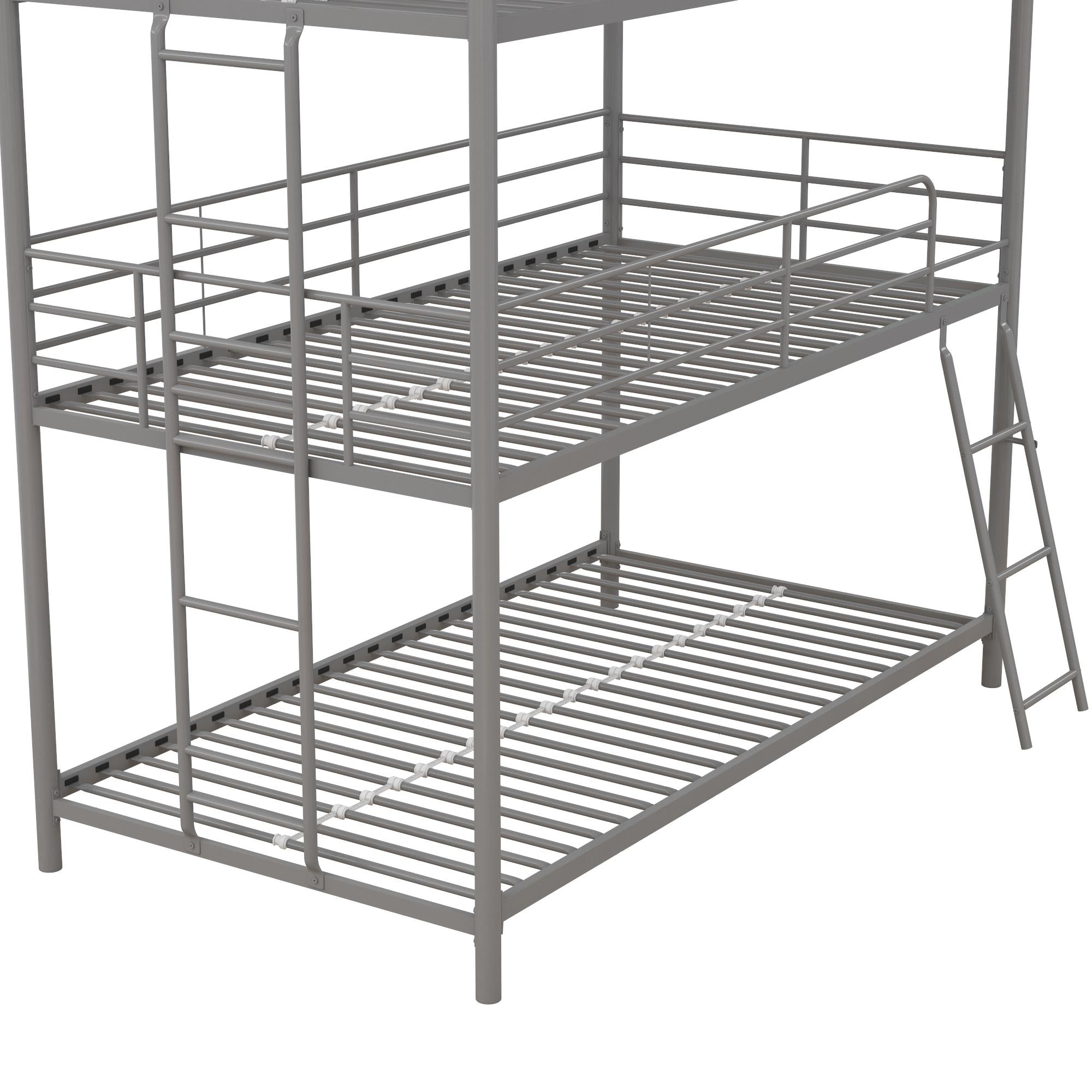 DHP Everleigh Triple Metal Bunk Bed, Twin/Twin/Twin, Bed for Kids, Silver