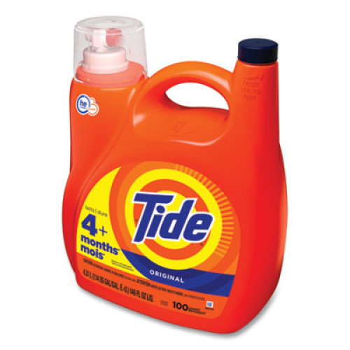 Procter and Gamble Tide Liquid Laundry Detergent， Original Scent， 146 oz Pour Bottle， 4/Carton (07618CT)
