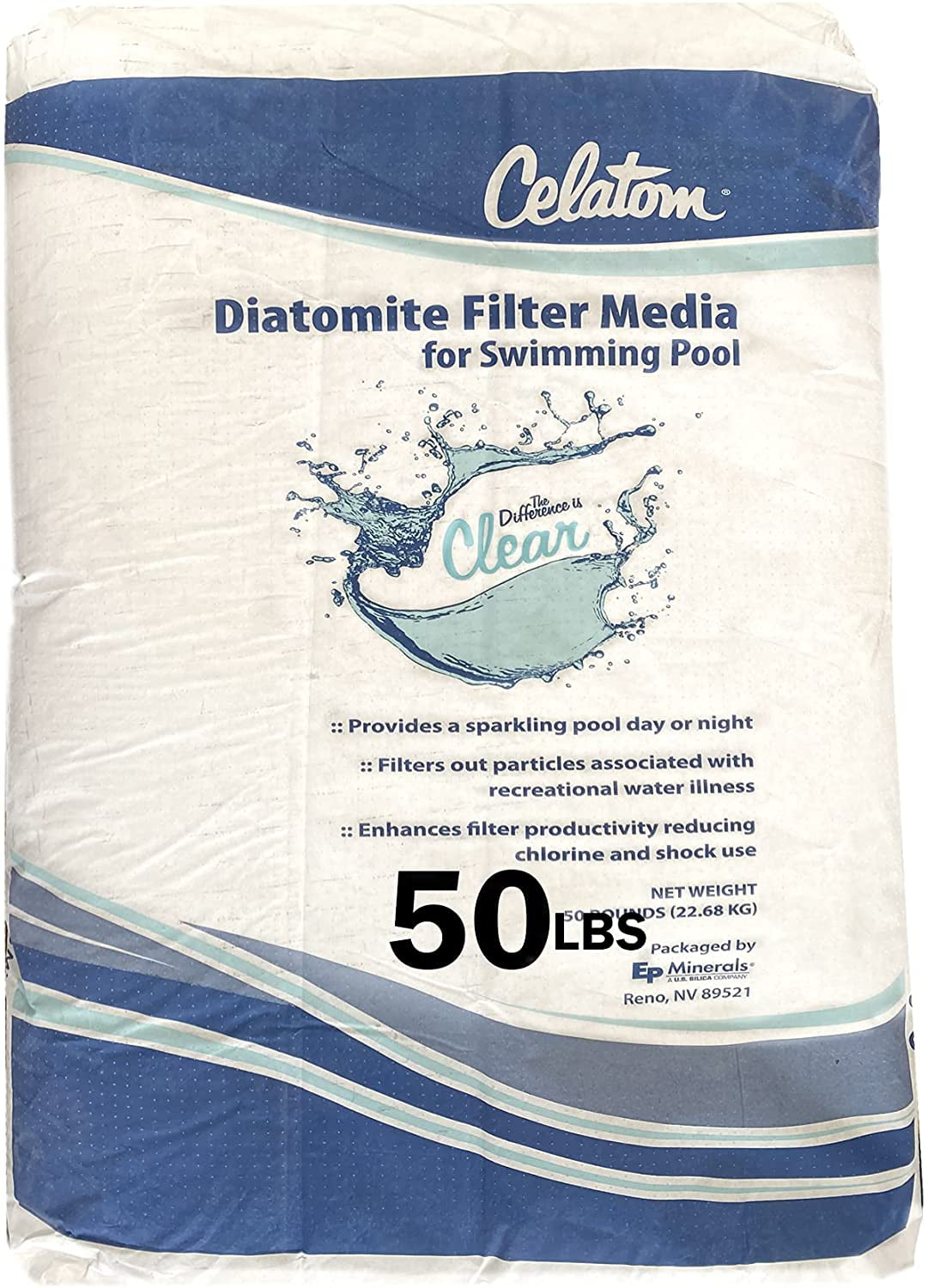 Celatom Diatomaceous Earth DE Pool Filter Aid – Swimming Pool & Spa Filtration 50lb