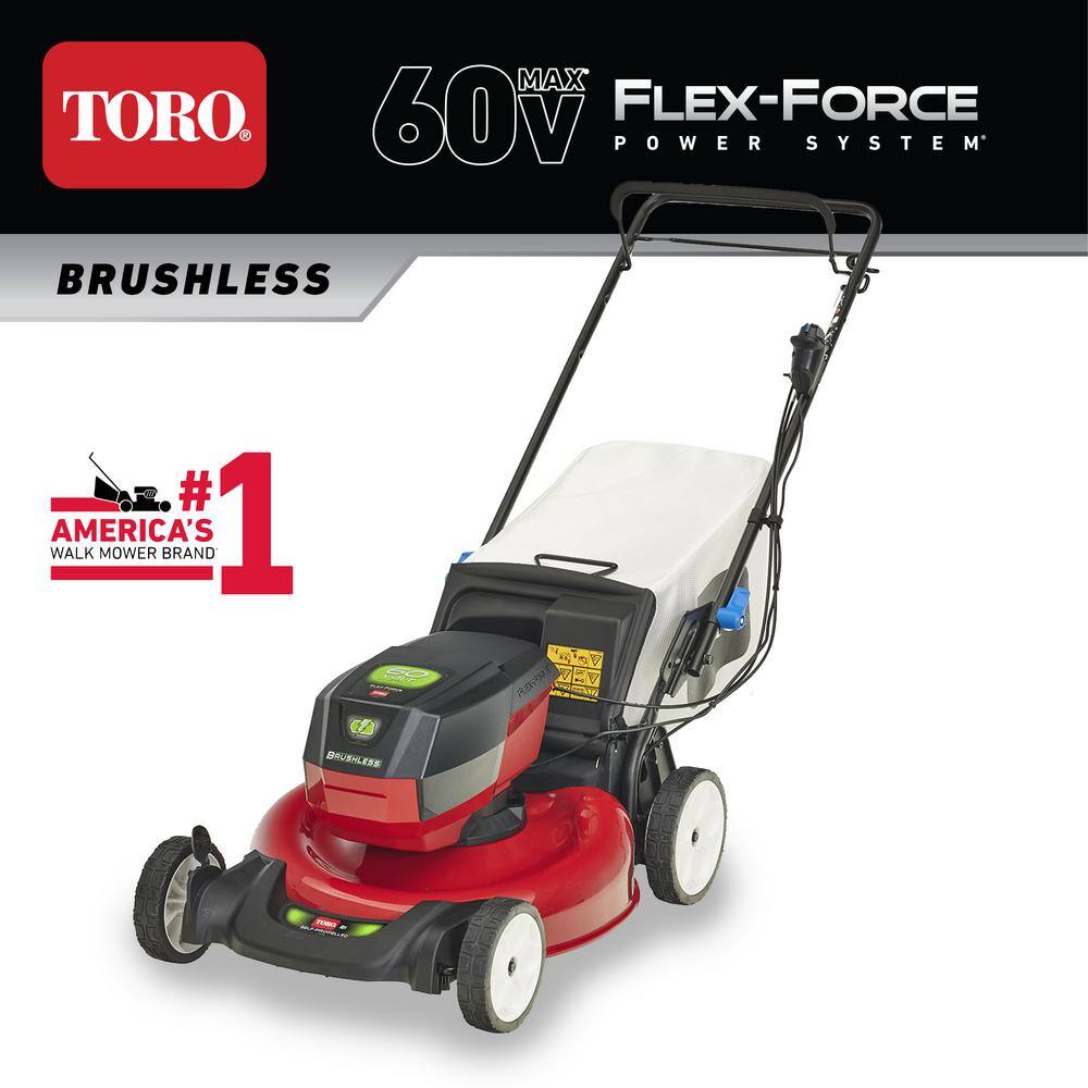 Toro 21357 21 in. Recycler SmartStow 60-Volt Lithium-Ion Brushless Cordless Battery Walk Behind Mower RWD 5.0 Ah w/ BatteryandCharger