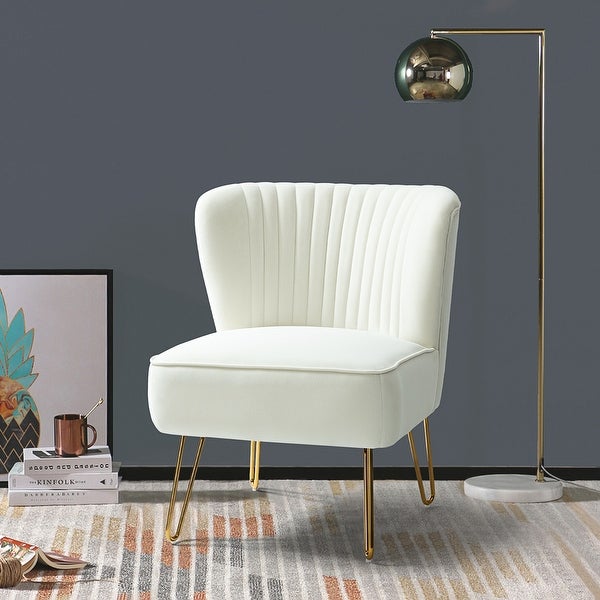 Barto Modern Velvet Tufted Side Chair with Golden Legs by HULALA HOME