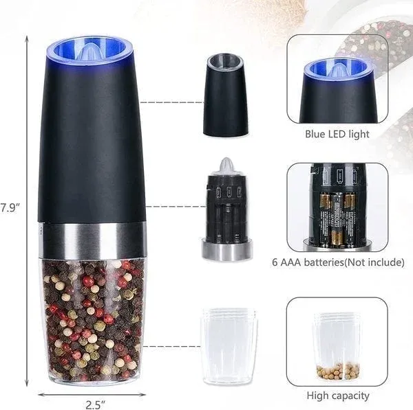 🔥🔥🌲Christmas Sale 49% OFF - Automatic Electric Gravity Induction Salt & Pepper Grinder - BUY 2 GET FREE SHIPPING