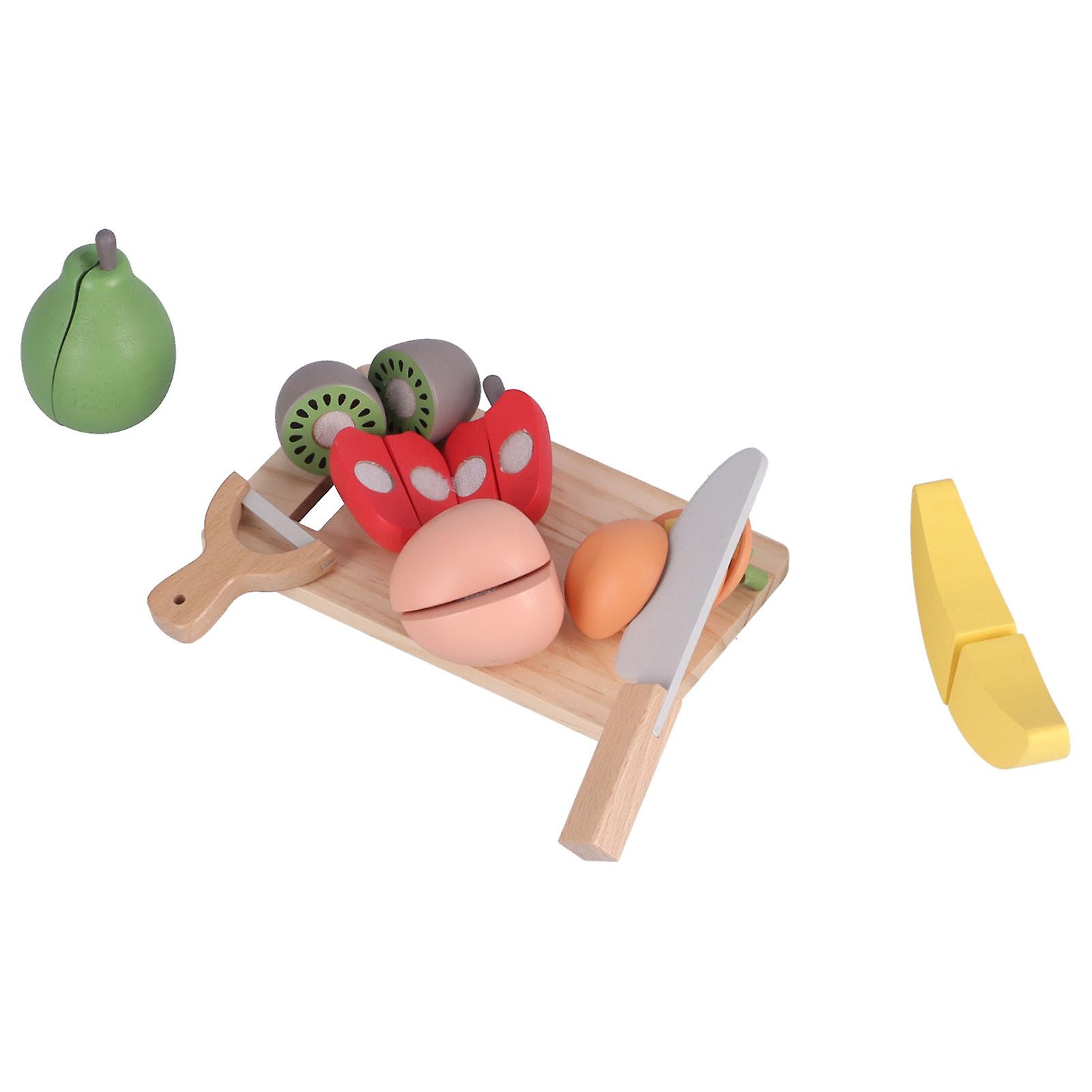 Kids Kitchen Cutting Play Food Toy Wooden Pretend Play Fruits Set For Boys Girls Birthday Giftohye Simulation Wooden Box Fruit Combination