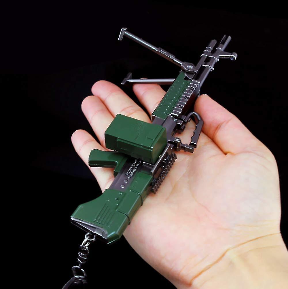Survival Eat Chicken Games Metal 1/6 Mk60 Assault Rifle Gun Model Action Figure Arts Toys Collection Keychain Gift