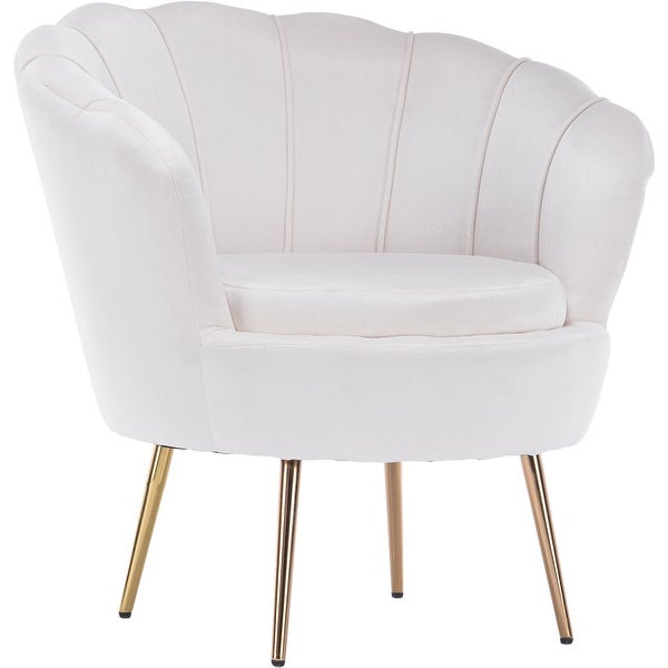 Critter Sitters 30-In. Faux Velvet Accent Chair with Gold Legs， White