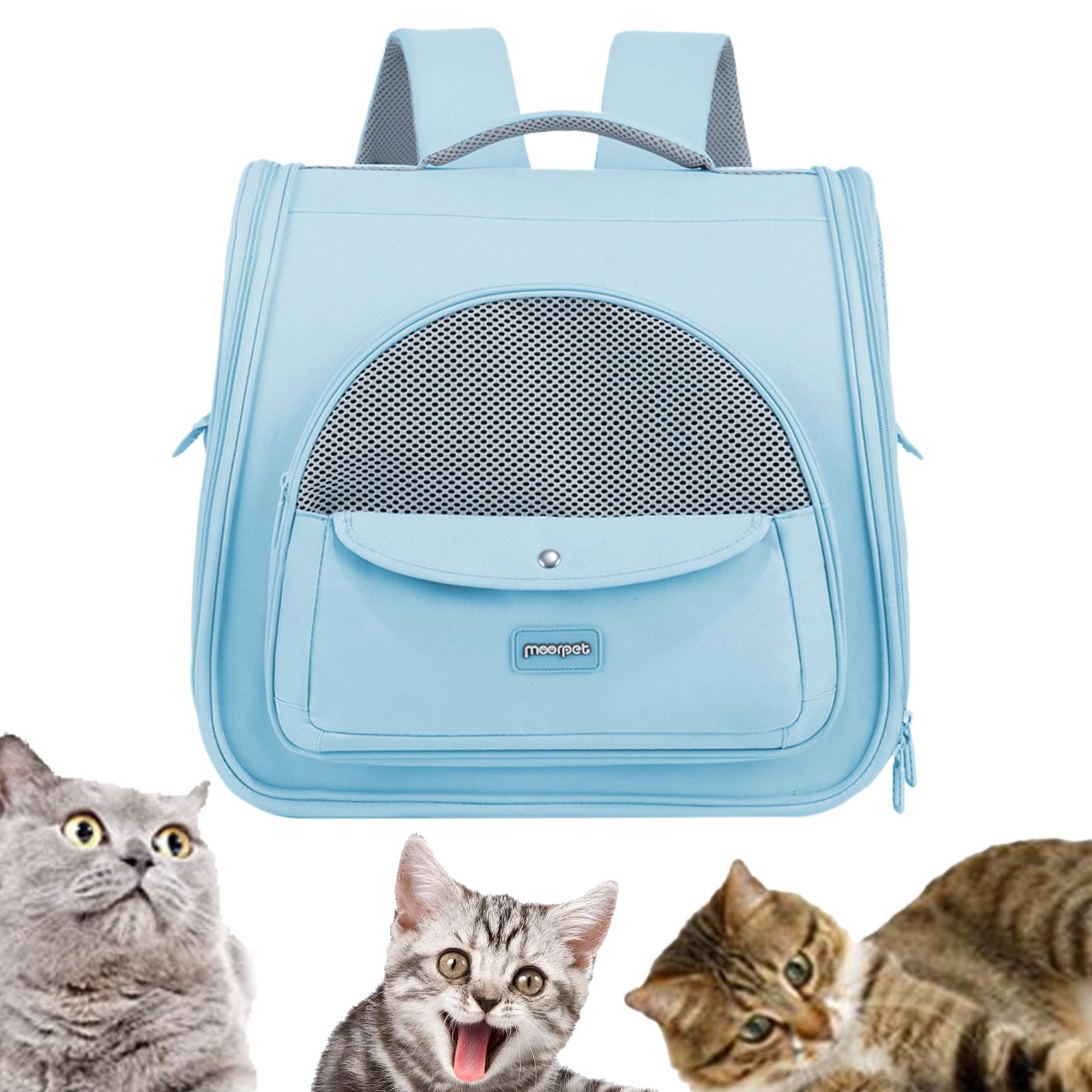 Pet Carrier Backpack Soft Handbag Travel Bag for Dogs Cats Hiking Rabbits Blue