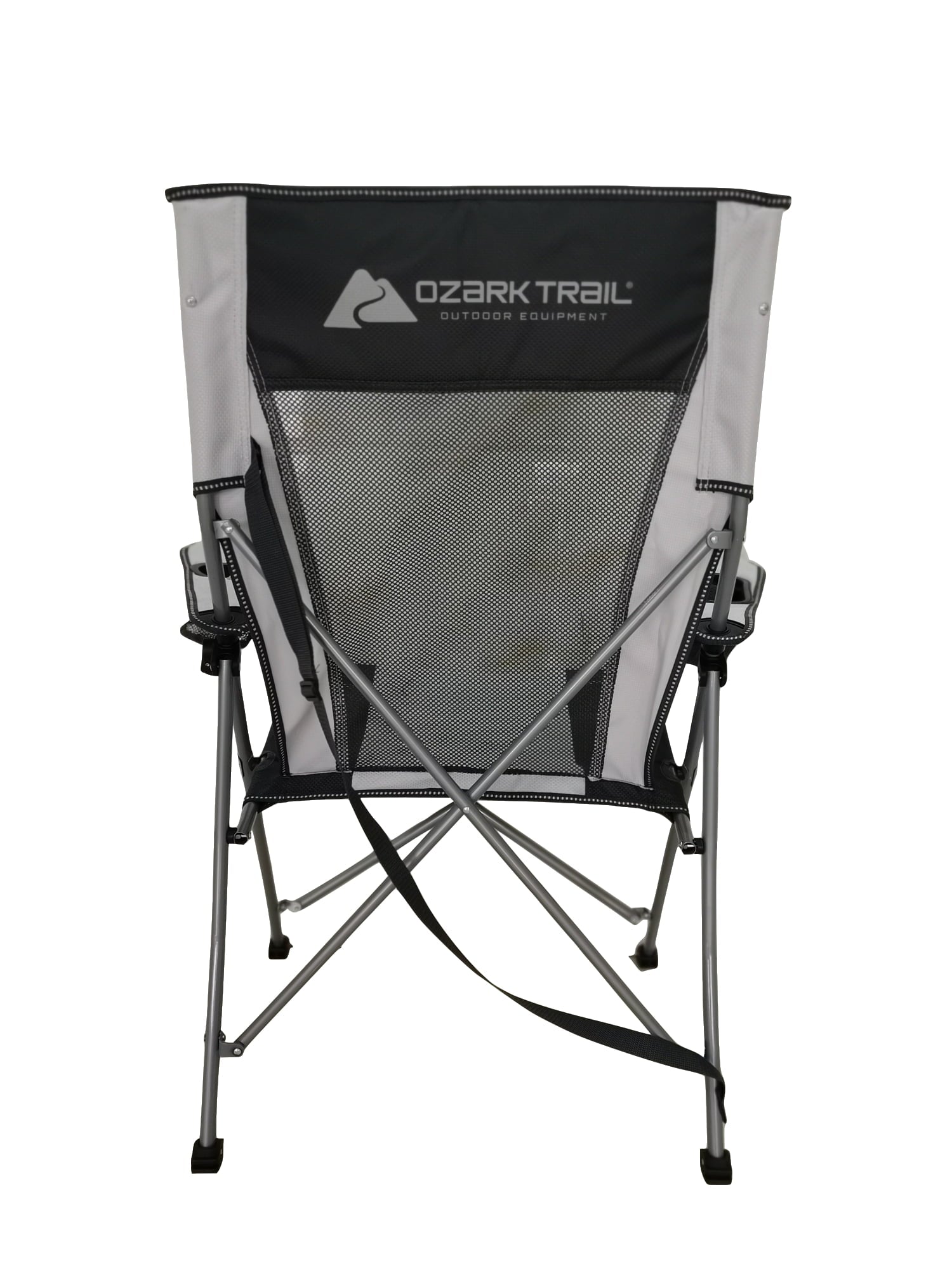 Ozark Trail Tension 2 in 1 Mesh Rocking Camp Chair, Gray and Black, Detachable Rockers, Adult