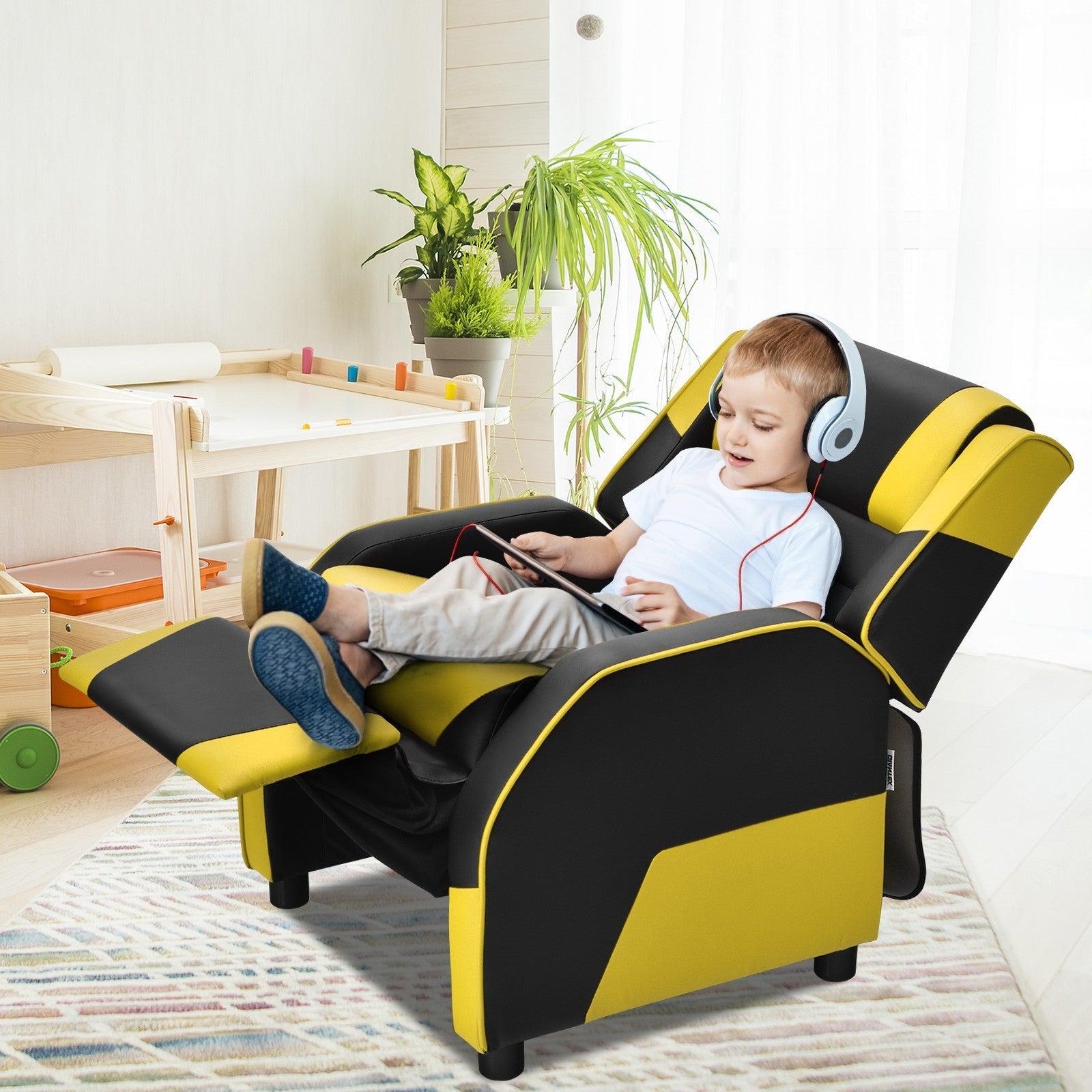 Kids/Youth Gaming Recliner Chair, Ergonomic PU Leather Armchair Lounge Chair for Living & Gaming Room