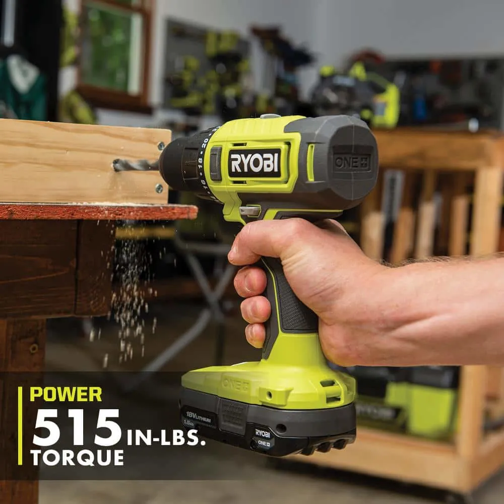 RYOBI ONE+ 18V Cordless 2-Tool Combo Kit with Drill/Driver, Impact Driver, (2) 1.5 Ah Batteries, and Charger PCL1200K2
