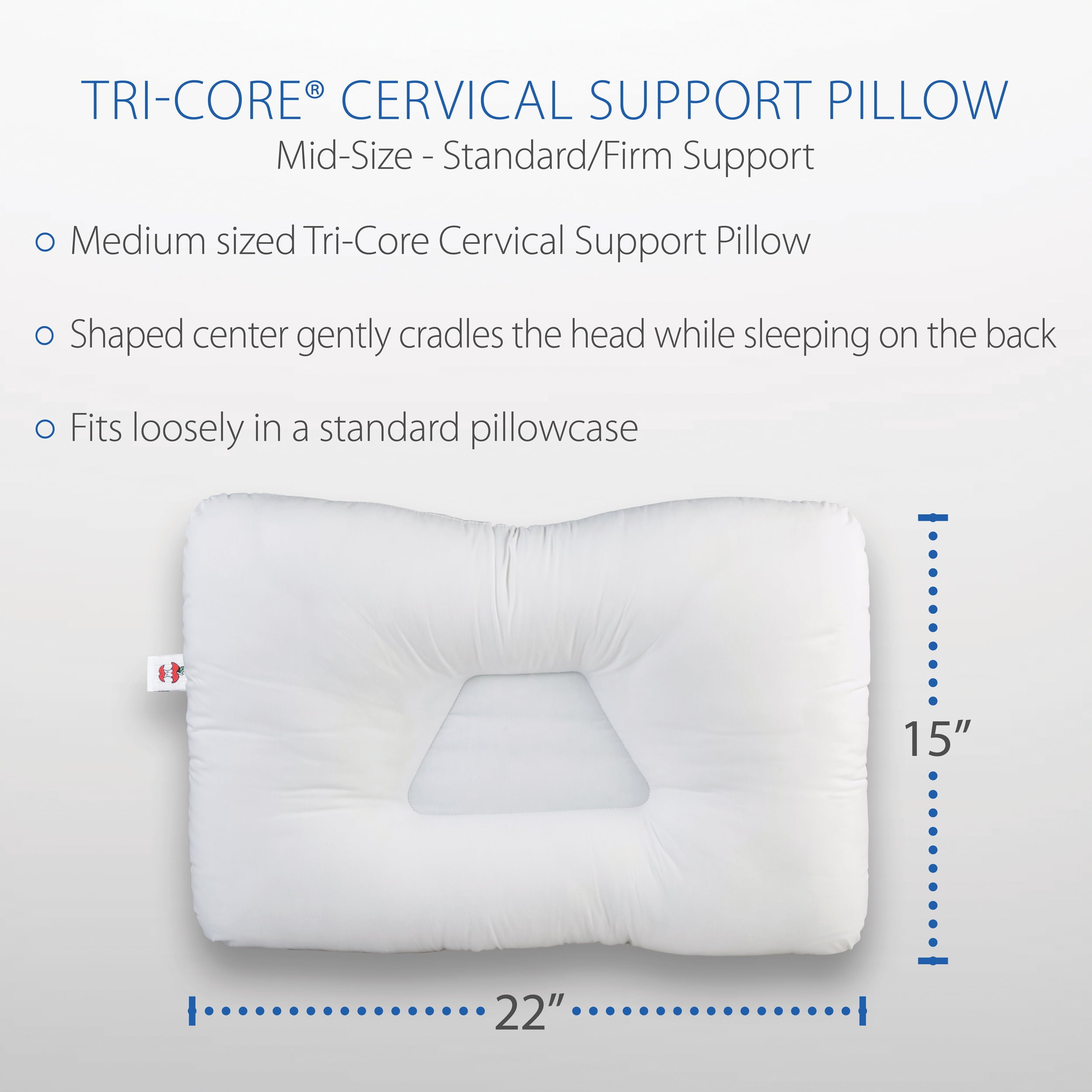Core Products Tri-Core Cervical Orthopedic Neck Support Pillow, Helps Ease Pain- Mid-size- Firm