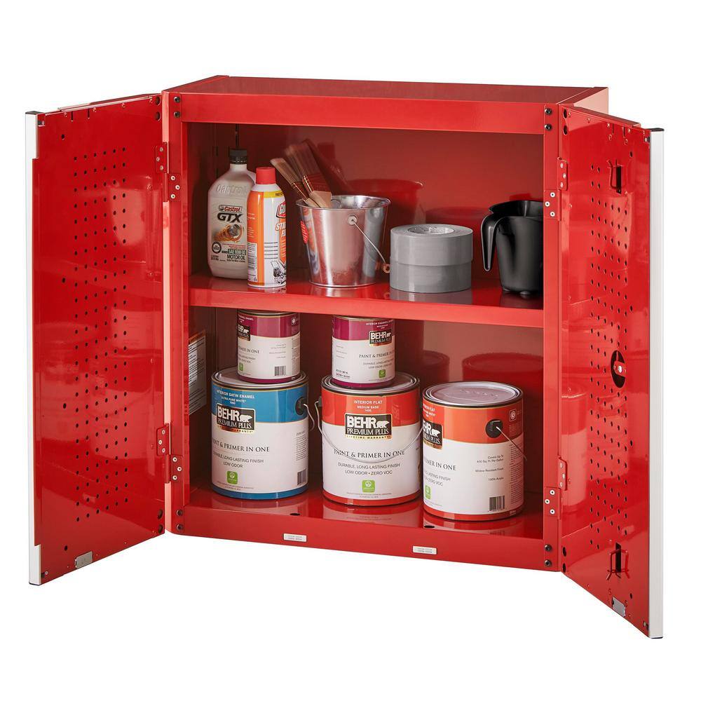 Husky G2802WR-US Ready-to-Assemble 24-Gauge Steel Wall Mounted Garage Cabinet in Red (28 in. W x 29 in. H x 12 in. D)